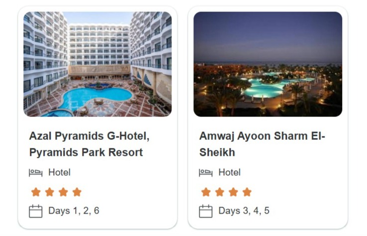 Cairo and Sharm El-Sheikh Tour Accommodations