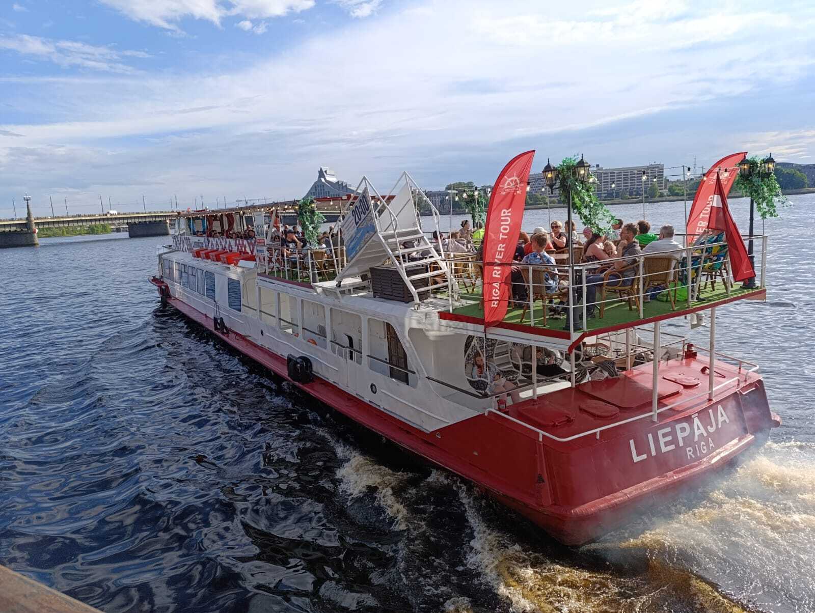 1 Hour Sunset Rīga River Cruise on Jelgava Liepaja Boat