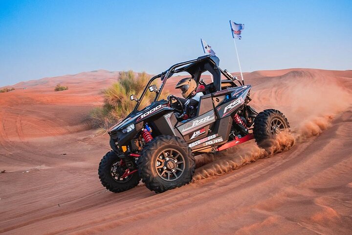 Dubai Desert Safari with Single Seater Buggy, Camel Riding, BBQ.