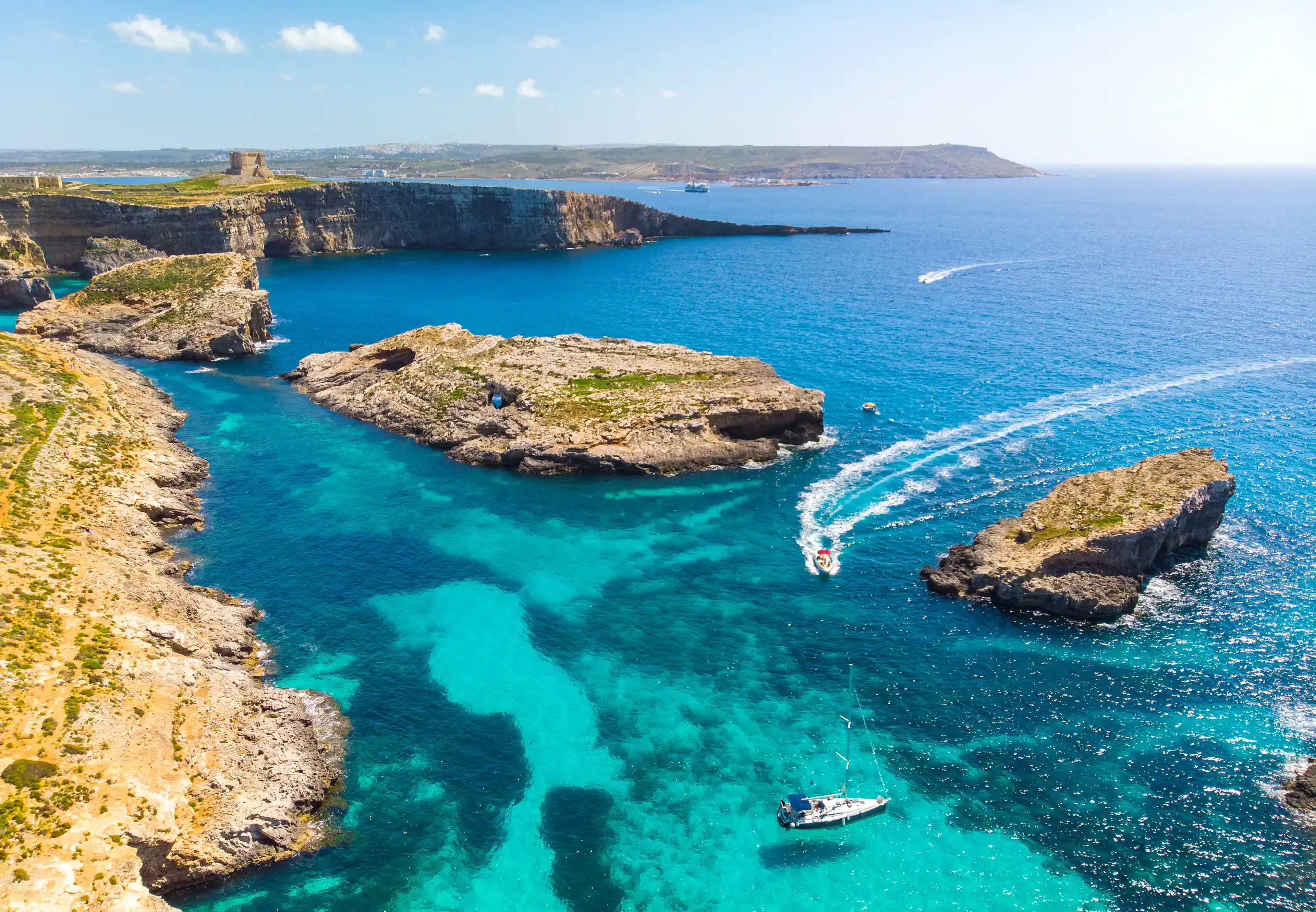 From Marfa (Mellieħa): Roundtrip Ferry to Comino Blue Lagoon with Optional Trip to Gozo