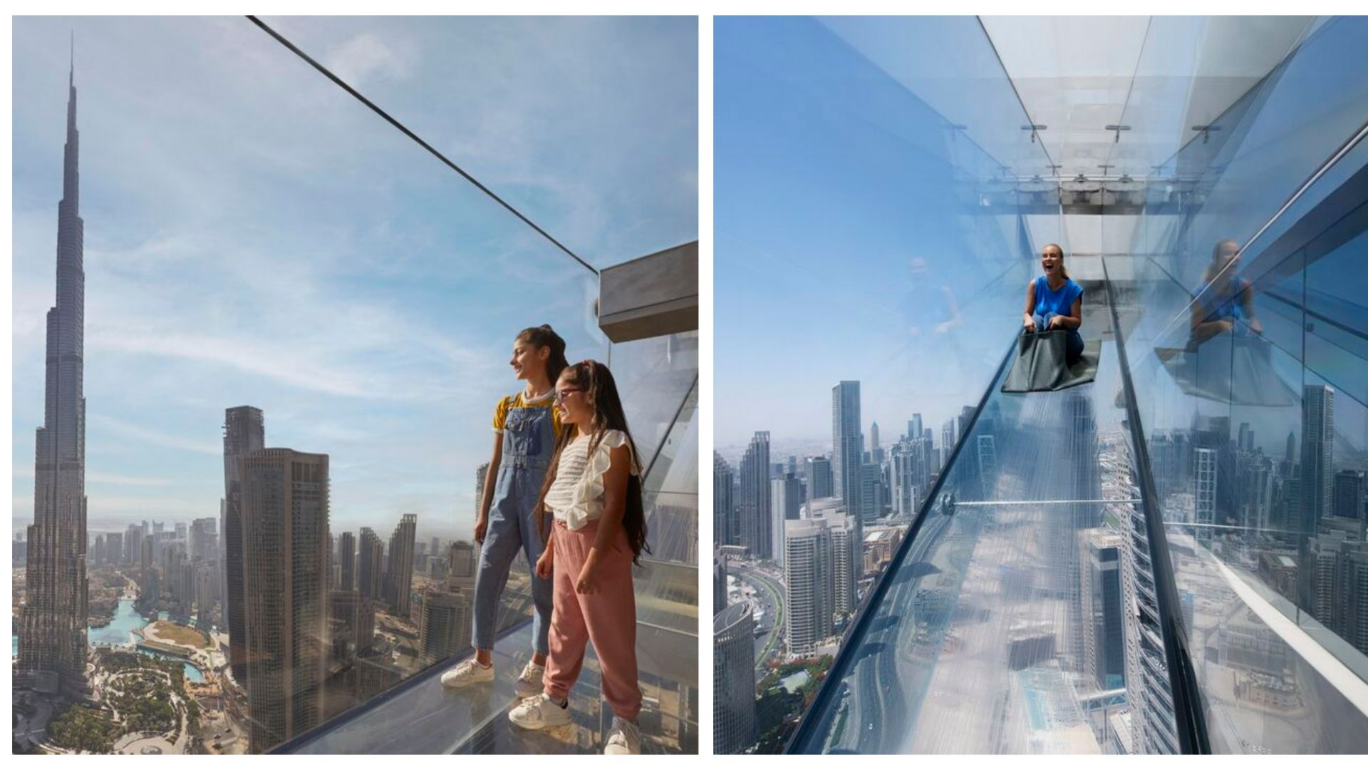 Dubai Sky View Glass Slide, Dubai Mall Shopping, Burj Khalifa 124/125th floor and Musical Fountain Show tour with Private Transfers