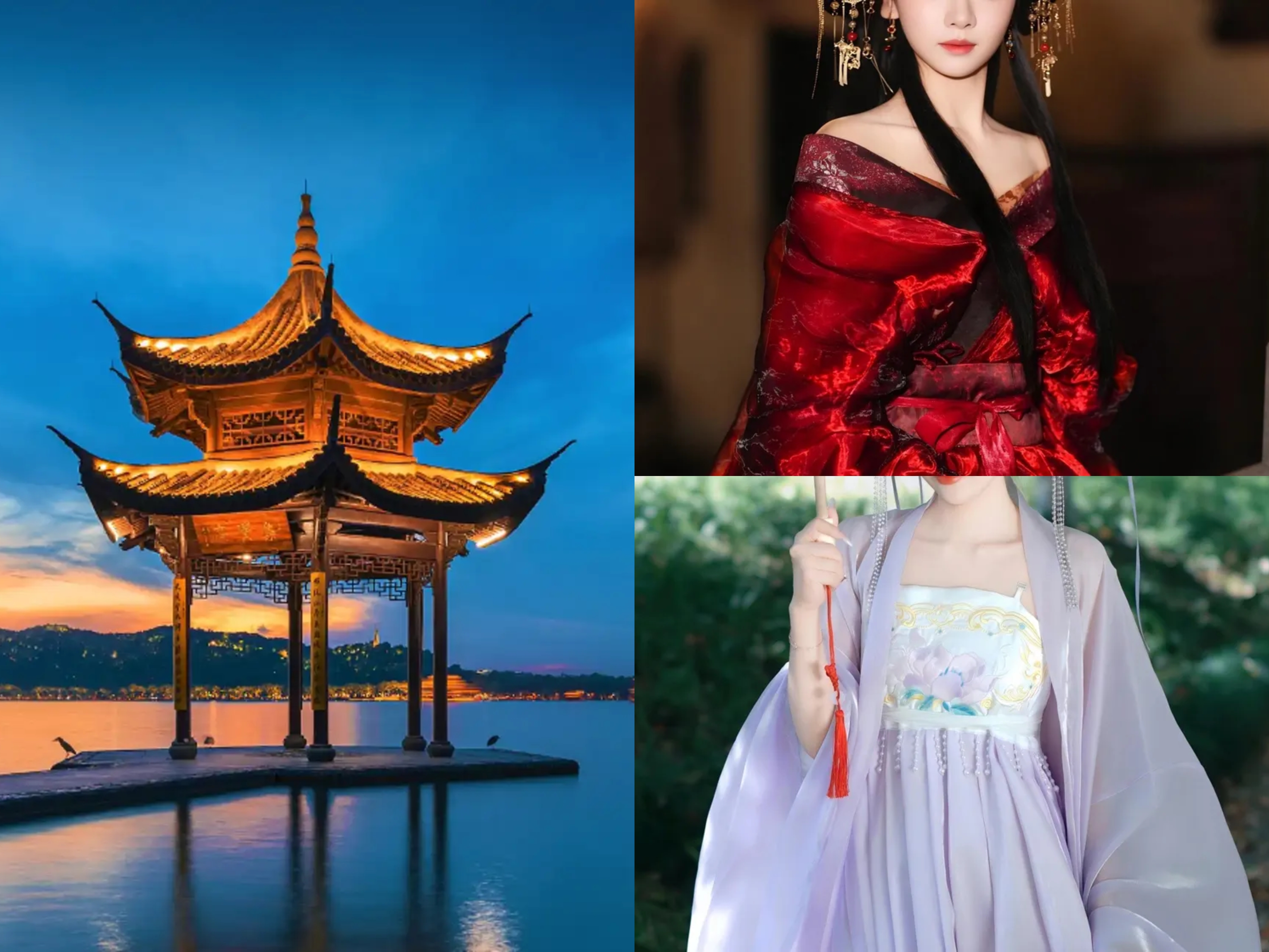 Hangzhou West Lake: Dual Intangible Cultural Heritage Experience (Gaily-Painted Boat + Hanfu/Hairpin Photo Shoot)