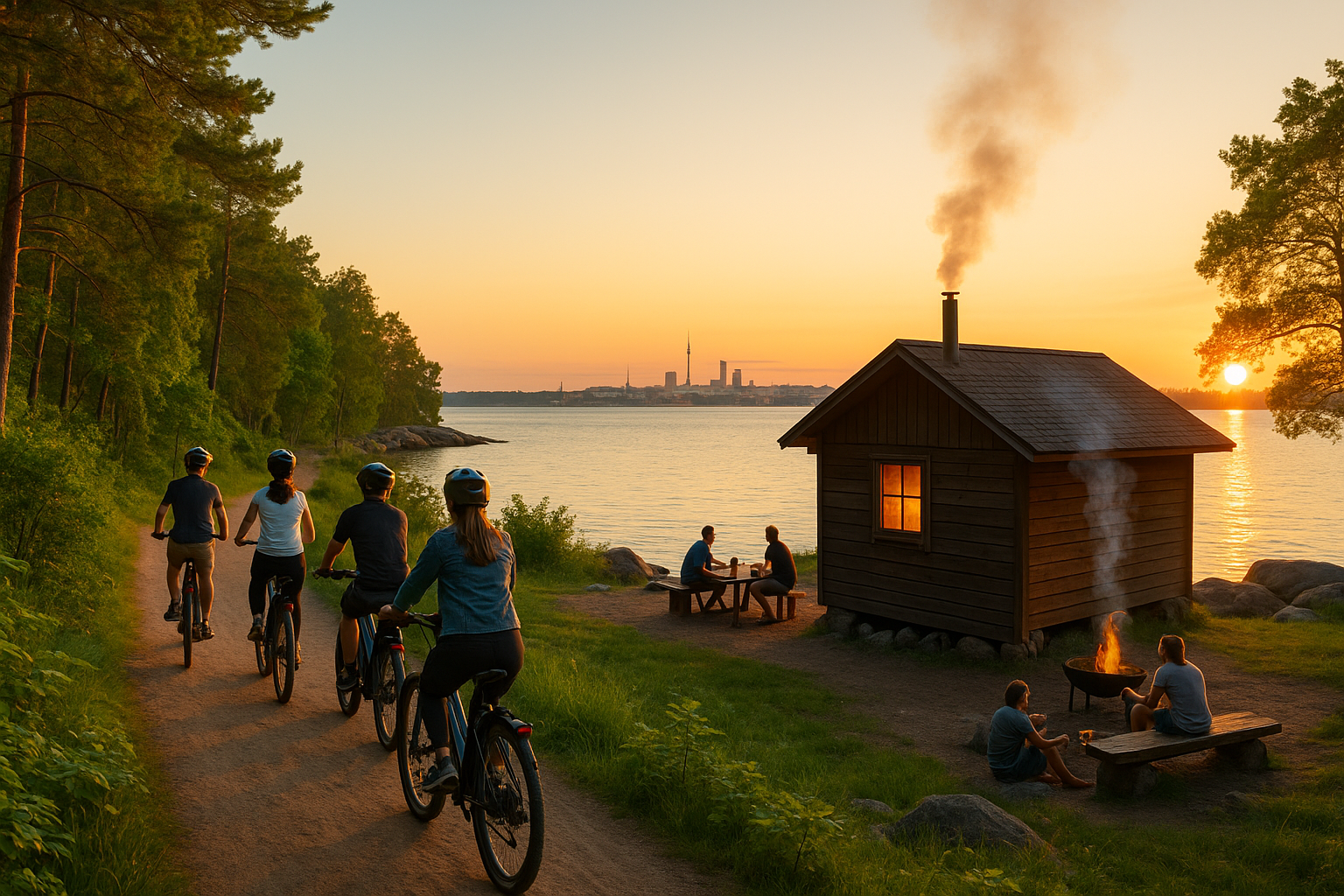 Explore happiest Helsinki: Bike/Ebike: BBQ, Sauna, &Parks