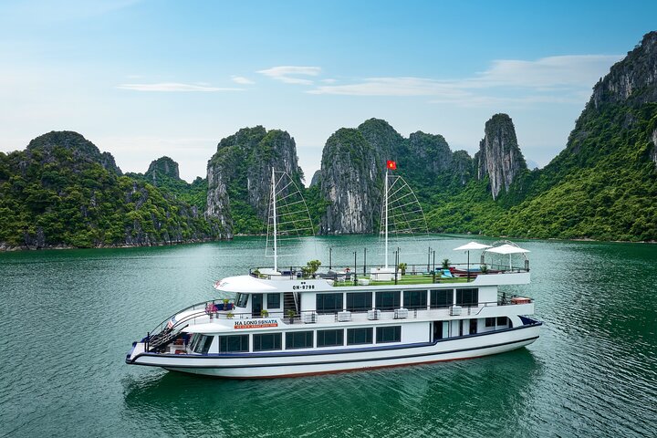 Halong Bay Day Cruise from Hanoi: Buffet, Jacuzzi & Scenic Views Halong Bay Day Cruise from Hanoi: Buffet, Jacuzzi & Scenic Views
