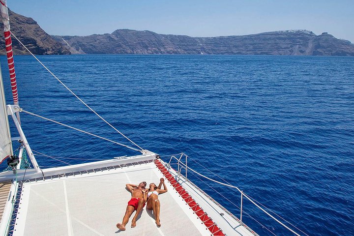 Santorini Cruise on Catamaran with BBQ & Open Bar