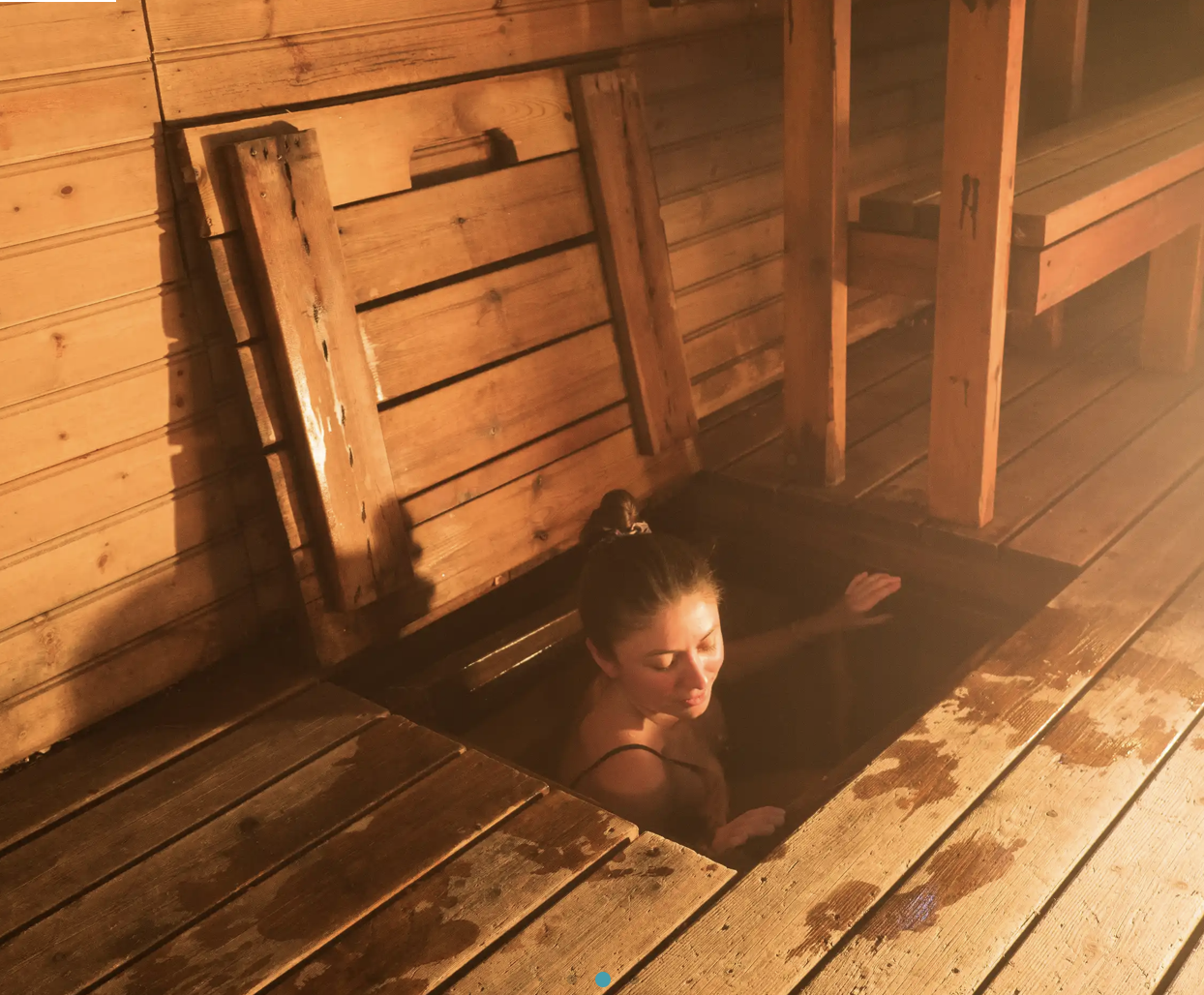 Wood-fired sauna with ice bath on the ice lake