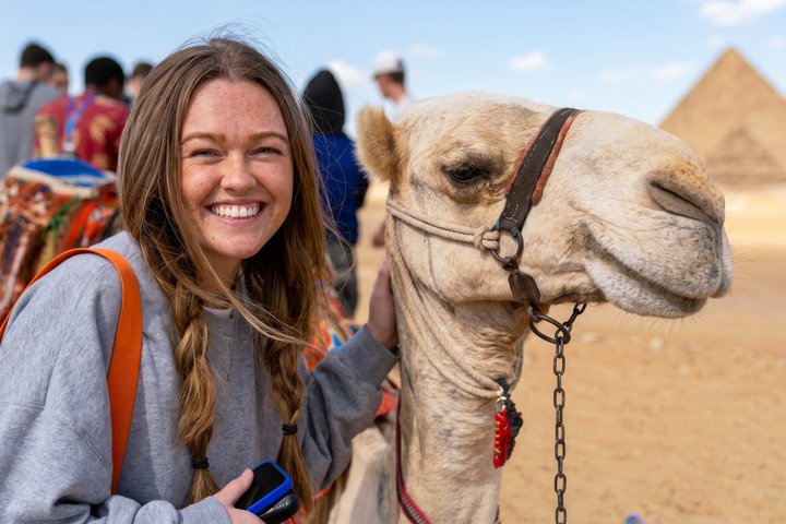Sunrise Camel Ride at Giza Pyramids, Sphinx with Hotel Pickup